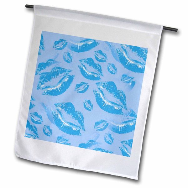 3dRose Two Kisses Collided Lip Boyish Blue Lips Pattern - Flags (fl_357232_1)
