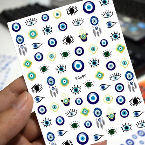 Eyes Nail Art Stickers, Funny Eye Nail Decals 3D Self-Adhesive Nail Art Design, Eyelash Eye Nail Sticker Special Acrylic Nails Supplies for Women Girls Manicure Charms Decoration Nail Decal (8 Sheets)