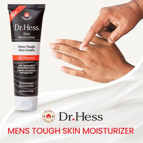 Dr Hess Men's Moisturizer, All Natural Tough Skin Cream with Lanolin, Beeswax, Licorice Root & Chamomile, Hand & Body Lotion to Care for Dry, Damaged Skin, Paraben, Sulfate, BPA & Phthalate Free, 4oz