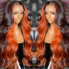 ROOMOOD Ombre 13x6 Lace Front Wigs Human Hair 200% Density HD Transparent Body Wave Lace Front Wigs For Women Ginger Colored Wigs Human Hair Balayage Wig Human Hair Glueless Wigs Human Hair 22Inch