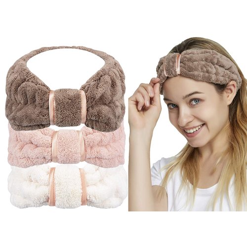 HOPESHINE Spa Facial Headbands for Women Makeup and Washing Face Terry Headband Elastic Hairband for Skincare Headband Head Wrap Great Gift for Women Girls 3-pack