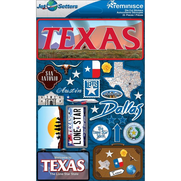 Reminisce JST-042 Jet Setters 2 3-Dimensional Sticker, Texas