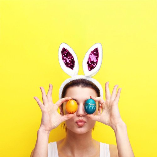 Susunaya Bunny Ears Headbands Plush Rabbit Ear Headband for Women Bunnys Ear Headband for Kids Adults Party Supplies（rose）