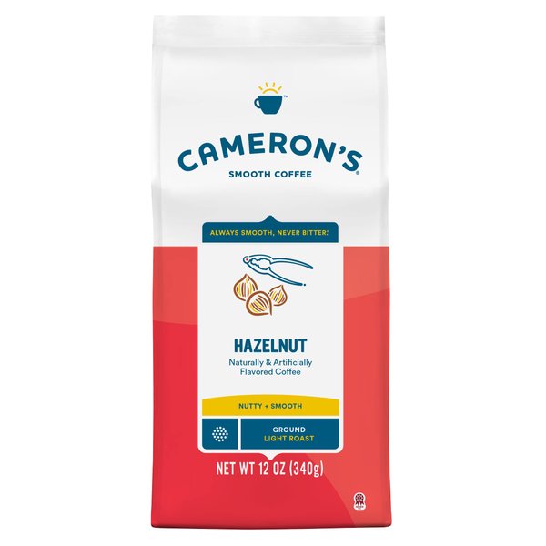 Cameron's Coffee Roasted Ground Coffee Bag, Flavored, Hazelnut, 12 Ounce