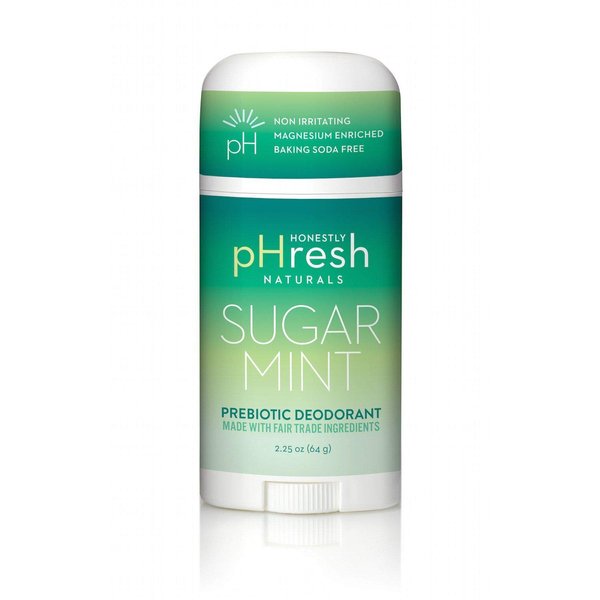 Honestly pHresh Natural Prebiotic Deodorant, Baking Soda & Aluminum Free Safe for Sensitive Skin, 24 Hour Odor Protection, 2.25 Oz, Sugar Mint