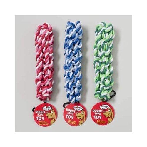 DOG TOY ROPE TWIST 7.5 INCH 3 COLORS W/HANG TAG IN PDQ, Case Pack of 78