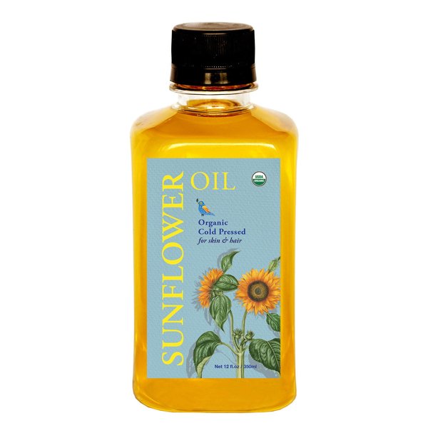 DAANA Sunflower Oil for Skin: Certified USDA Organic, Extra Virgin, Cold Pressed (12 fl oz)