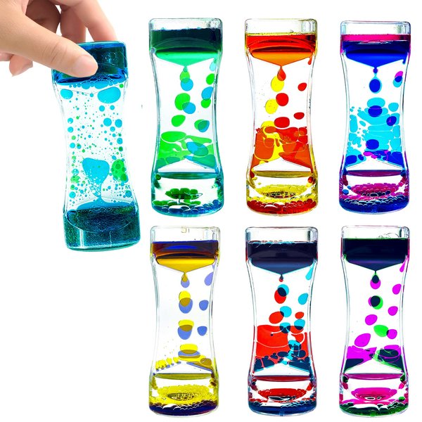 Liquid Motion Bubbler for Kids and Adults Pack of 6 Great Rainbow Series Liquid Bubbler Timer Sensory Fidget Relaxation Stress Relief and Anxiety Relief Relaxing Autism