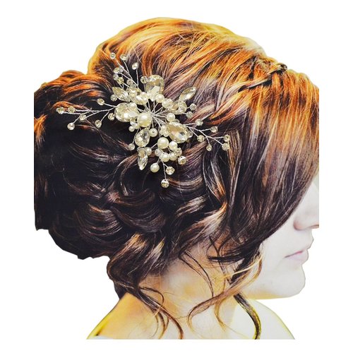 Pear Stone Floral Design Hair Comb for Women