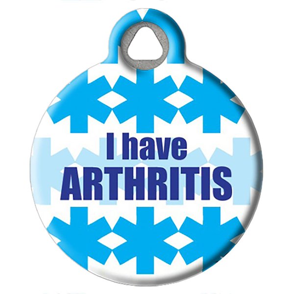 Dog Tag Art I Have Arthritis Medical Alert Pet ID Tag for Dogs and Cats, Silent Polymer Dog Tag with Customized Identification Information - Small .875" Diameter