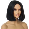 WTHCOS Black Bob Wigs Short Straight Black Hair Wig for Women Side Part Cosplay Wig Heat Resistant Natural Looking Synthetic Wigs with Wig Cap