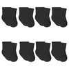 Gerber Kids' 8-Pack Wiggle-Proof Jersey Crew Socks, Black, 0-6 Months