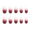 Foccna Red Almond Fake Nails Medium Length-Press on Nails Gradient False Nails Full Cover False Nail - Tips 24 pcs