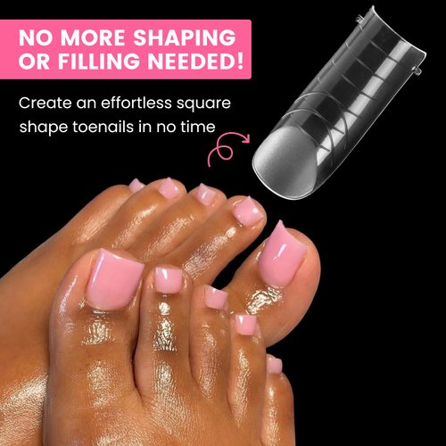 GlimightyX Polygel Nail Forms Kit for Toes,Long Square Polygel Toenails Kit Dual Forms for Nail Extension Reusable, Toe Nail Tips Mold 120Pcs with Dual-Ended Brush,Nail File and Nail Clips，12 Sizes