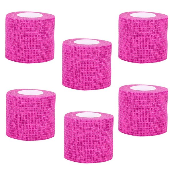 VideoPUP Tattoo Grip Cover Wrap,6PCS Disposable Cohesive Tattoo Grip Cover Elastic Bandage Handle Grip Tube for Tattoo Machine Tattoo Grip Accessories(Phosphor Pink)
