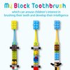 Dr.RAY Kids Toothbrush with Building Blocks and Toothbrush Covers, Extra Soft, Ages 6+ (Pack of 3, Multi-Colored)