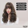 PARK YUN Long Dark Brown Wavy Wigs for Women - Glueless Realistic Synthetic Wave Wig with Bangs, 150% Heat Resistant Wig for Girls Daily Party 21 in