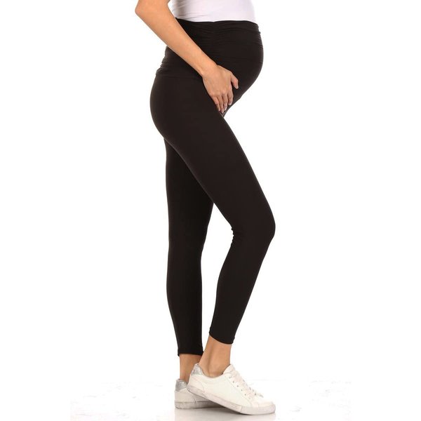 Leggings Depot Women's Maternity Leggings Over The Belly Pregnancy Casual Yoga Tights (Full Length, Black, 1X)