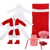Canlierr 8 Pcs Christmas Elf Clothes Doll Accessories Santa Clothing Set Include Christmas Elf Sleeping Bag 2 Bathrobe with Boot and Cap for Elf Doll Clothes Kit