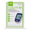 Medline EvenCare G2 Blood Glucose Monitor Starter Kit, Diabetic Care, 6 Sec Results, Meter, General Purpose Lancing Device & Lancets, Test Strips, Batteries, Guide, Carrying Case, Logbook, Voice Guidance