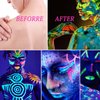 6 Pcs Glow in the Dark Body and Face Paint,Blacklight Neon Body Paints,Washable Quicker Dry Fluorescent Face & Body Makeup for Party Supplies