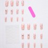 LRKNNO Halloween Nails Pink Press on Nails Medium Square Fake Nails with Cute Ghost Pink Heart Design Glossy Acrylic Nails Halloween Glue on Nails Holiday Cute False Nails for Women Girls DIY 24Pcs