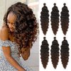 Ocean Wave Crochet Hair 14 Inch 6 Packs Deep Wave braiding hair Extensions Short Curly Twist Crochet Braids Hair for Women Synthetic Crochet Braid Hair(14 inch, 1BTBrown)