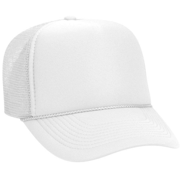 OTTO Polyester Foam Front 5 Panel Pro Style Mesh Back Trucker Hat - White