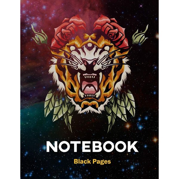 black pages lion king notebook: Lined Notebook / Journal Gift, 100 Pages, 8x5, White ink and Gel pens Journaling at School and Home
