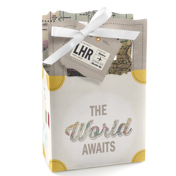 Big Dot of Happiness World Awaits - Travel Themed Party Favor Boxes Set 12