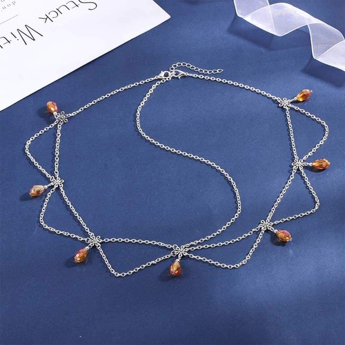Ursumy Boho Tassel Head Chain Gold Crystal Pendant Hair Chain Gypsy Festival Headband Halloween Headpiece Wedding Festival Hair Accessories for Women