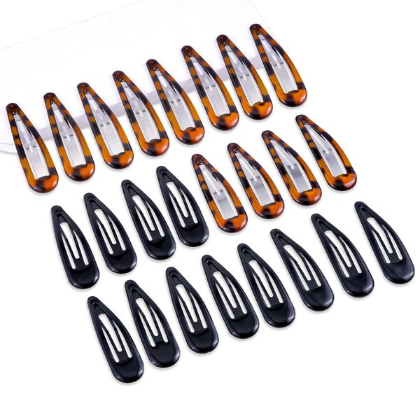 Cptots Metal Snap Hair Clips Water Drop No Slip Hair Barrettes for Women Medium Hair Clips For Thick And Thin Fine Hair,Black Tortoise Colors,2.36 x 0.6 Inches,24 PCS