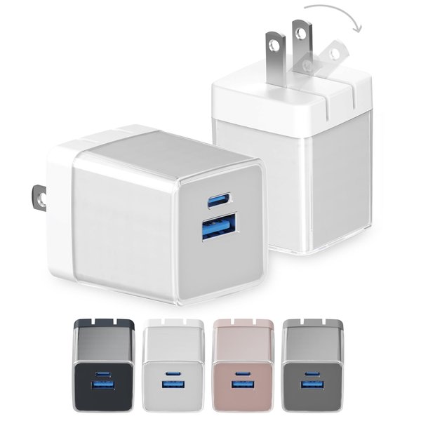 Qackenm 30W USB C Charger Block, GaN Nano Fast Charger, 2 Port Compact Charger with Foldable Plug for iPhone 16/16 Plus/16 Pro/16 Pro Max, 15/14/13 Series, Pixel, Galaxy, iPad/iPad Mini and More White
