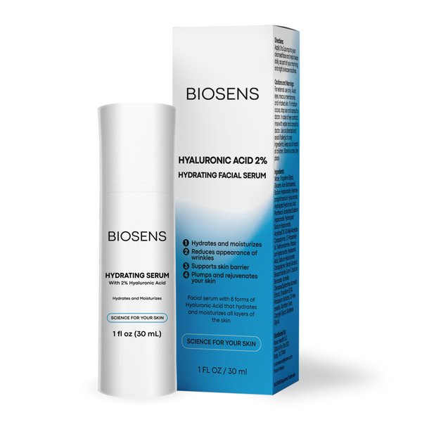 BIOSENS - Hydrating Facial Serum | Hyaluronic Acid 2% | Hyaluronic Acid Serum | Hydrating Serum | Face Moisturizer, Reduces Wrinkles, Repairs Skin Barrier, Improves Skin Elasticity | Airless 1 fl oz