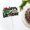 1Pc Green Happy Birthday Cake Topper for Gnchh Merry Christmas Birthday Themed Santa Cake Decorations Teenager Girls Boy's Gift Birthday Party Supplies