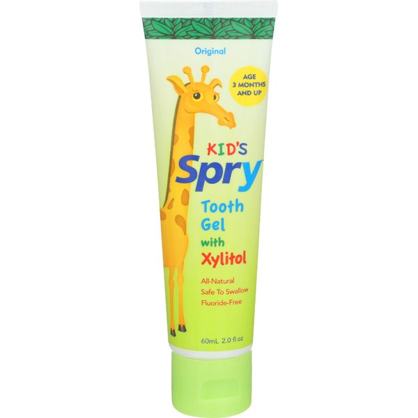 Spry Xylitol Baby Toothpaste, Natural Toddler Toothpaste, Fluoride Free Toothpaste for Kids, Xylitol Toothpaste for Kids Age 3 Months and Up, Tooth Gel Original 2 Fl Oz (Pack of 1)