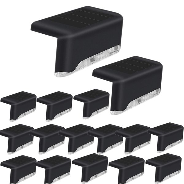 Codian 16 Pack Solar Deck Lights for Outdoor, Waterproof Solar LED Lights for Deck, Step, Railing, Wall, Patio, Garden, Stair, Yard and Driveway Path (Cool White)