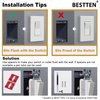 BESTTEN 3-Gang Screwless Wall Plate, USWP4 Off White Series, Decorator Outlet Cover, H4.69” x W6.54”, for Light Switch, Dimmer, USB, GFCI, Receptacle, 2 Pack