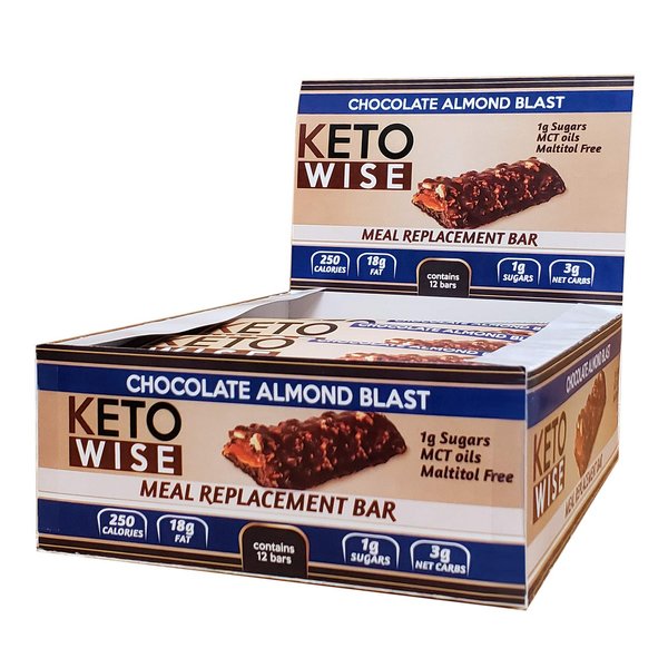 Keto Wise Meal Replacement Bar - Chocolate Almond Blast - Box of 12