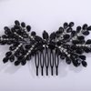 Teyglen Crystal Bride Wedding Hair Comb Black Rhinestone Hair Side Comb Crystal Hair Piece Bridal Hair Accessories Flower Headpiece for Women Girls (Black 2)