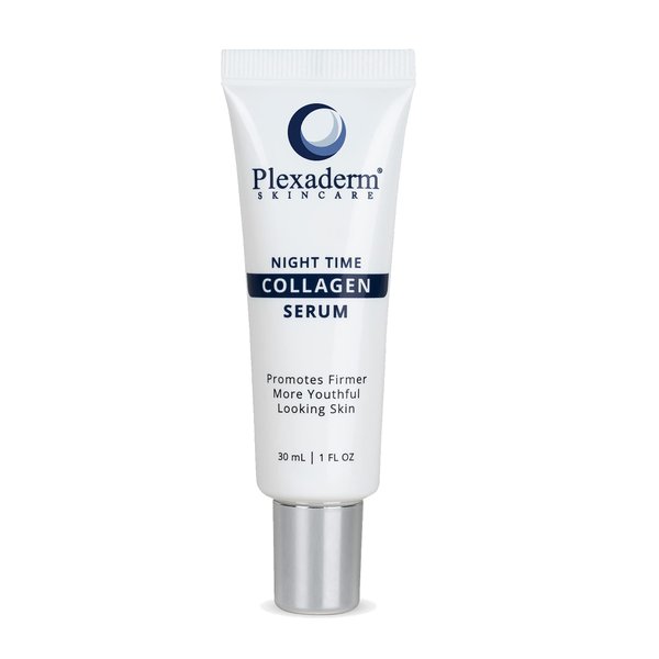 Plexaderm 30 mL Night Time Collagen Serum for Firmer, Fuller, more Youthful Looking Skin, Anti-Aging Collagen & Peptide Serum, Best Collagen Serum for Women & Men, Paraben-Free, Developed in the USA