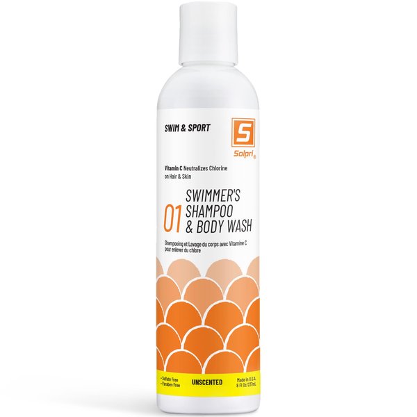 Solpri Chlorine Shampoo and Body Wash for Kids - Unscented with Vitamin C, 8 Fl Oz