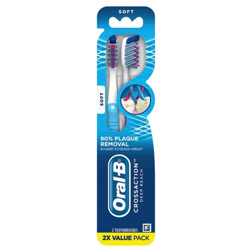 Oral-B CrossAction Deep Reach Manual Toothbrush, Soft, 2 Count