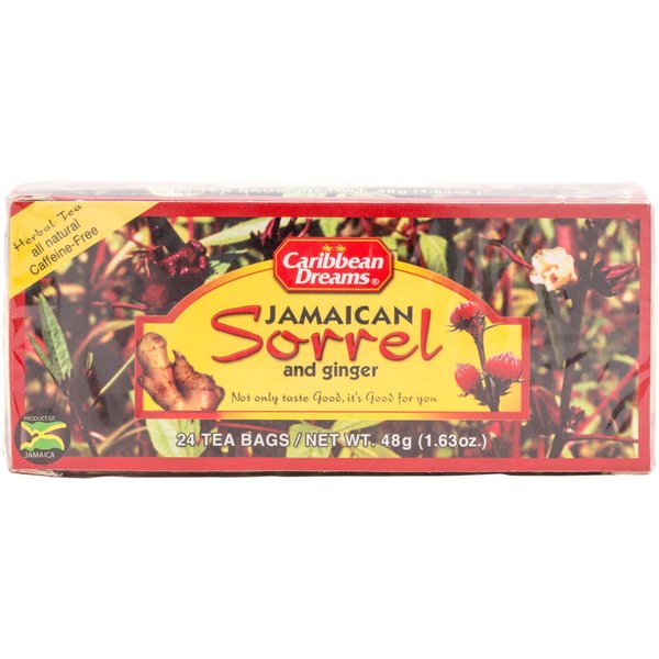 Caribbean Dreams Sorrel & Ginger Tea, 24 Tea Bags, All Natural, Caffeine Free, Herbal Tea, White, (CD S&G)