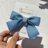 Blue Denim Hair Bow Clips for Women Girls Fashion Pearl Bowknot Alligator Barrette Hairpins Handmade Fall Winter Outfits Decor Accessories Xmas Gift Set 2 pcs