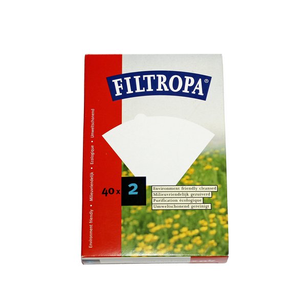 Filtropa #2 White Cone Coffee Filters, 40ct Box, TWO BOXES