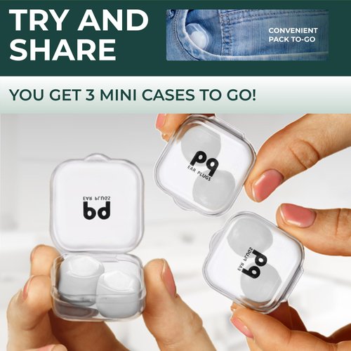 PQ Wax Ear Plugs for Sleep - 6 Silicone Wax Earplugs for Sleeping and Swimming - Gel Ear Plugs for Noise Cancelling, Wax Plugs Protect Ears While Sleeping with Sound Blocking 32 Db (6-Pillows), White