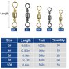 Fishing Barrel Swivels, 200pcs Rolling Ball Bearing Fishing Swivels with Solid Ring Fishing Tackle Accessories Fishing Hook Line Connector Copper with Stainless Steel Black & Gold Size 2 4 6 8 10