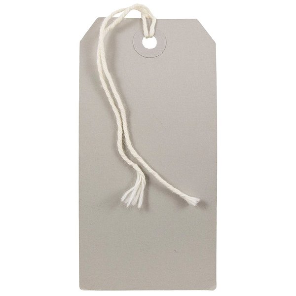 JAM PAPER Gift Tags with String - Medium - 4 3/4 x 2 3/8 - Gray - 10/Pack