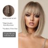 OUFEI Ombre Blonde Bob Wigs for Women Short Straight Wig with Bangs Synthetic Hair Heat Resistant Wigs for Daily Party Cosplay Wear